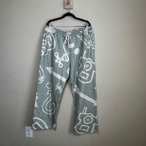 KROST Free Parking Sage Green Graphic Print Wide Leg Sweatpants XXL Mens